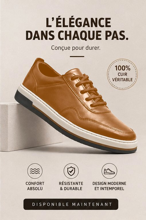 Basket en cuir cognac